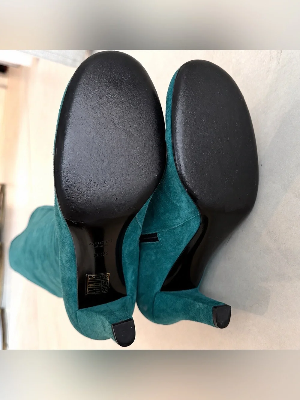 Gucci Teal Suede knee high boots